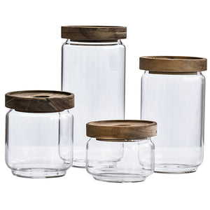 Discover the Elegance of Acacia Glass Storage Can