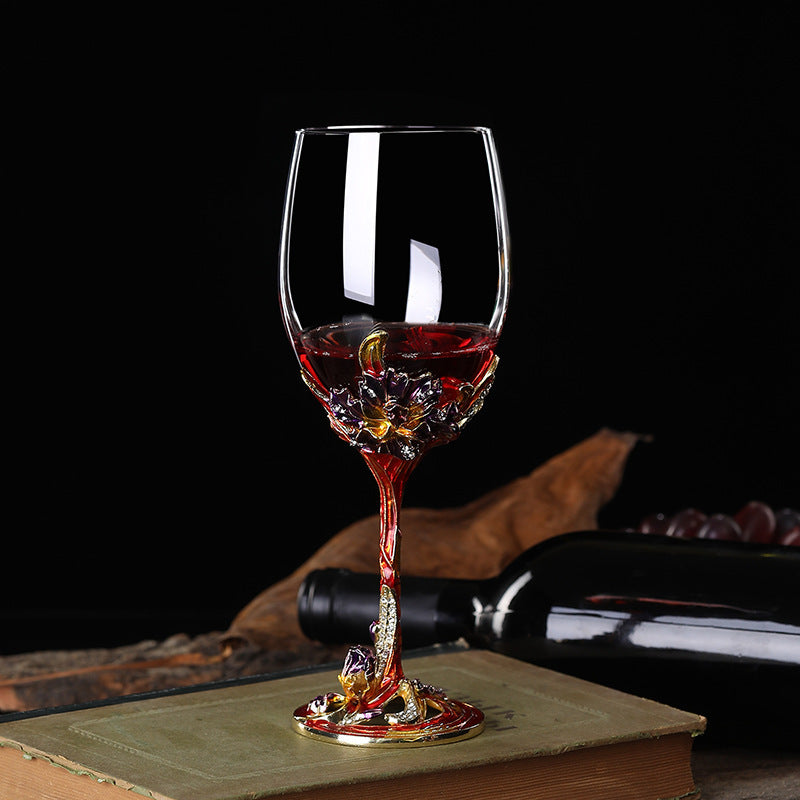 Experience Elegance with the Enamel Iris Lead-free Crystal Red Wine Glass