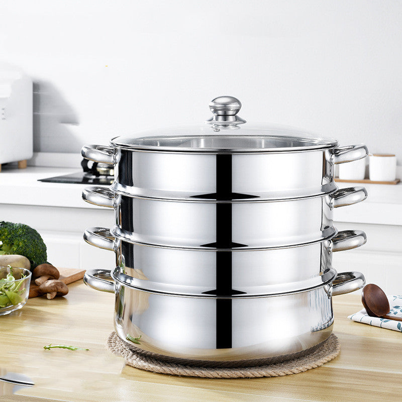 Discover the Deepen Stainless Steel Five-layer Cooking Pot