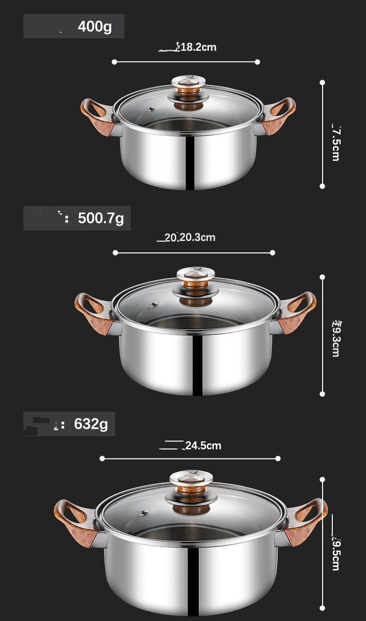 Wood Grain Handle Detachable Kitchen Cooking Pot