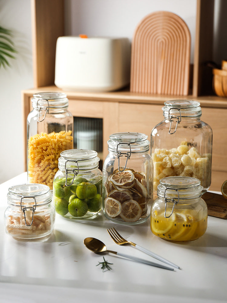 Round Glass Tea Jar Container
