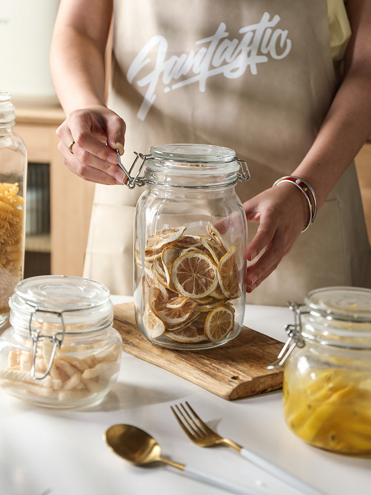 Round Glass Tea Jar Container