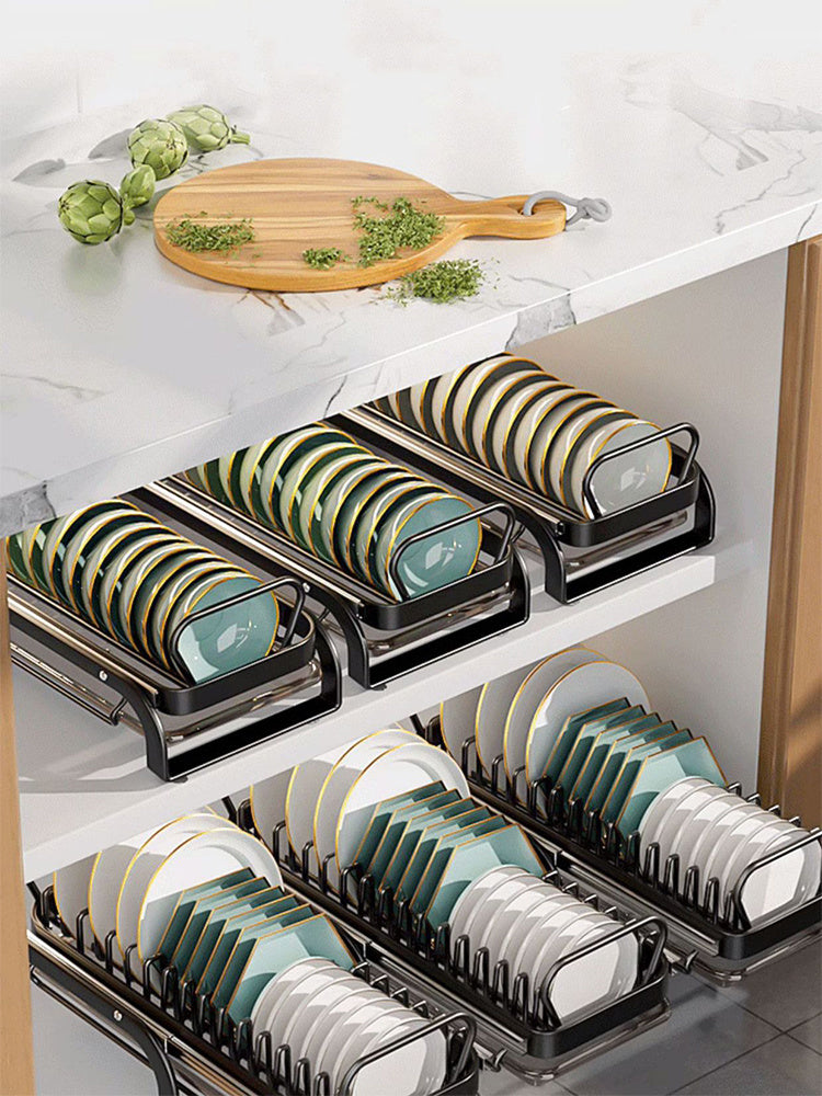 Kitchen Pull-Out Bowl And Dish Rack