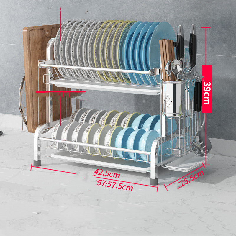 Cupboard Double-layer Supplies Storage Box Rack