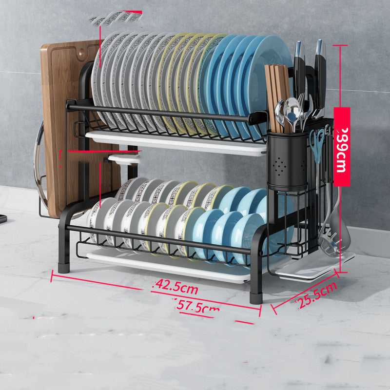 Cupboard Double-layer Supplies Storage Box Rack