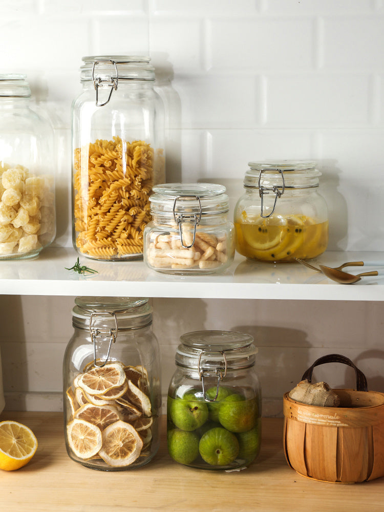 Round Glass Tea Jar Container