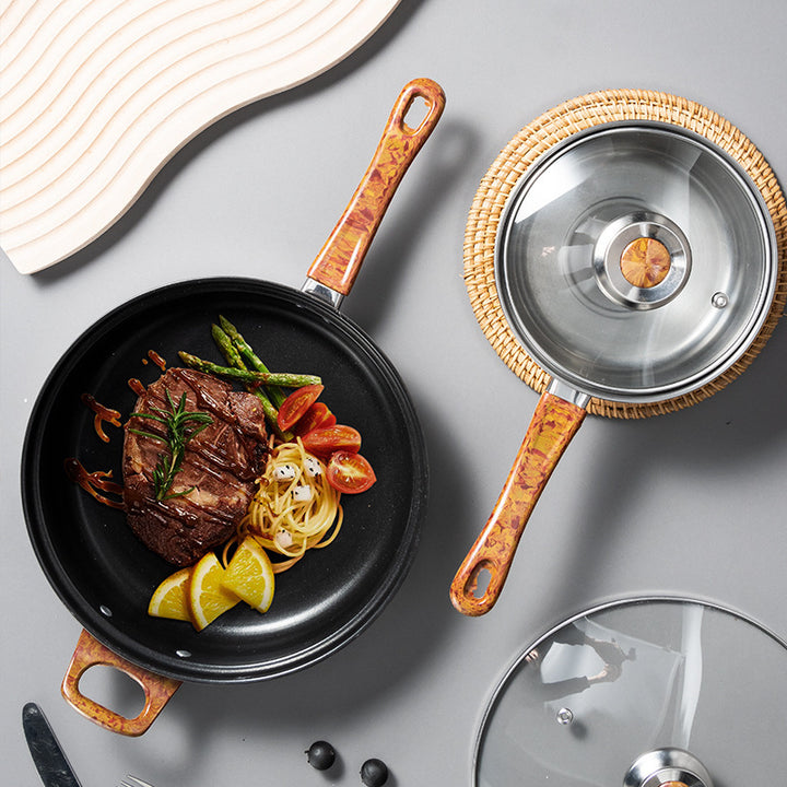 Wood Grain Handle Detachable Kitchen Cooking Pot