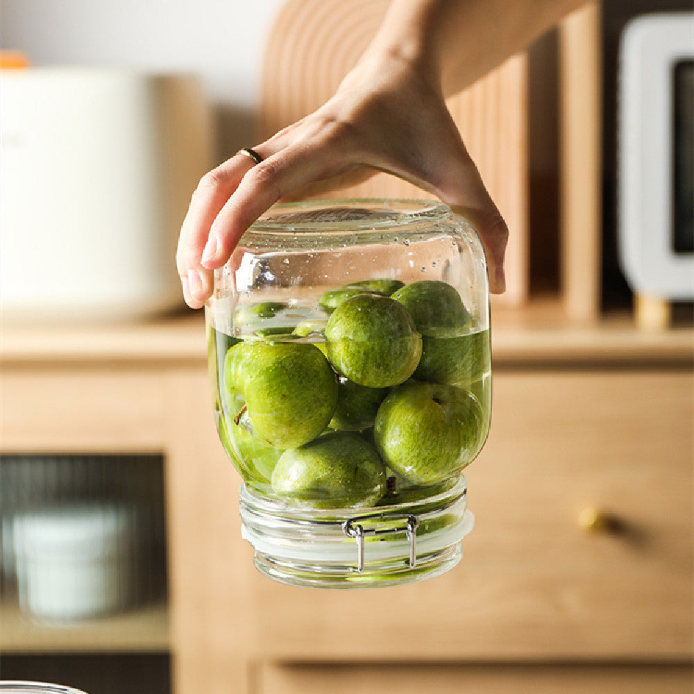 Round Glass Tea Jar Container